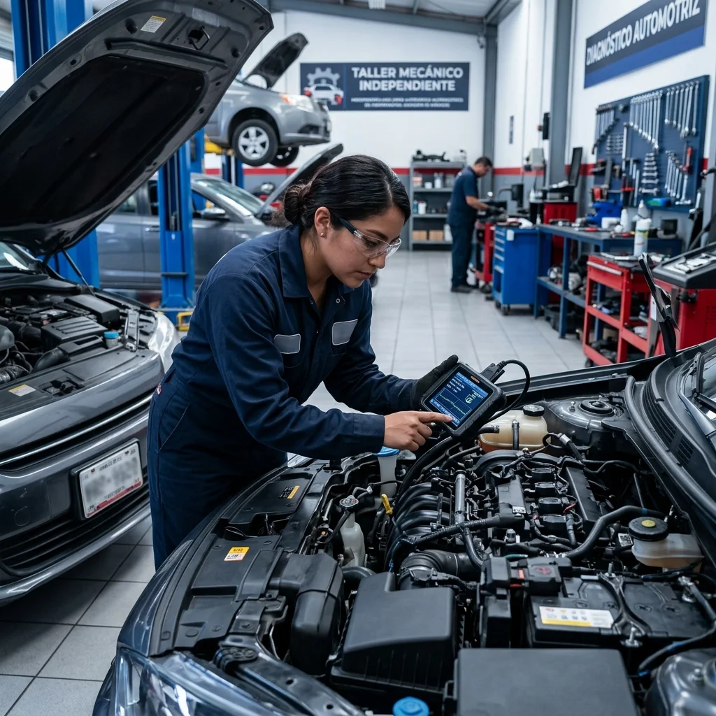 Detalle de compartimento de motor en mantenimiento profesional
